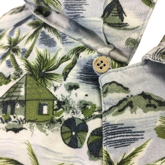 Field & Stream Shirt Mens 2XL XXL Blue Hawaiian Print Rayon Blend 1 Pocket S/S - Picture 10 of 12